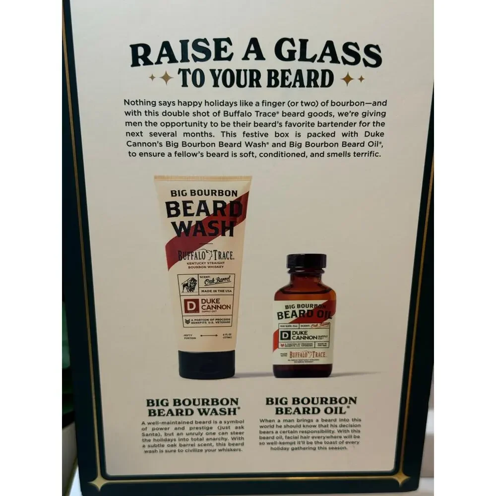 Duke Cannon Buffalo Trace Bourbon Beard Box - 2 Pc Set - New in Box